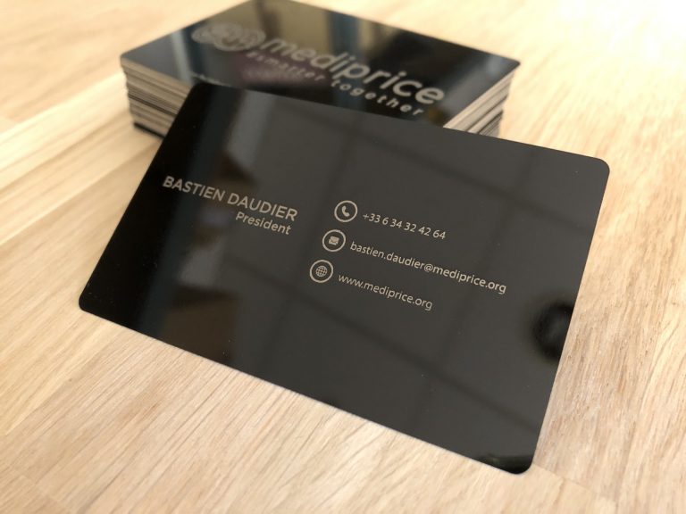 10 Cartes De Visite Métal Argenté Vierges – Acier Inoxydable – À Graver Nom/logo – Professionnel – Finition Brossée
